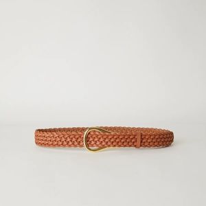 NWOT B-Low The Belt Ryder Braid Leather Belt Coffee Gold S/M